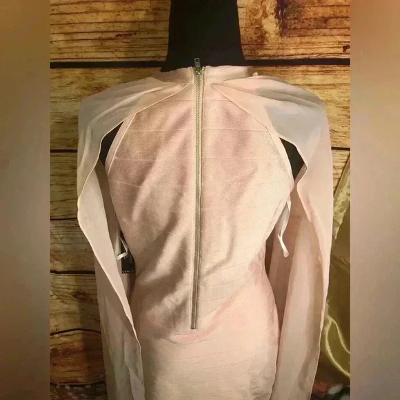 🌸VENUS Chiffon Overlay Bandage Bodycon Pink Dress Sleeveless Sexy Slimmi… - Picture 12 of 16